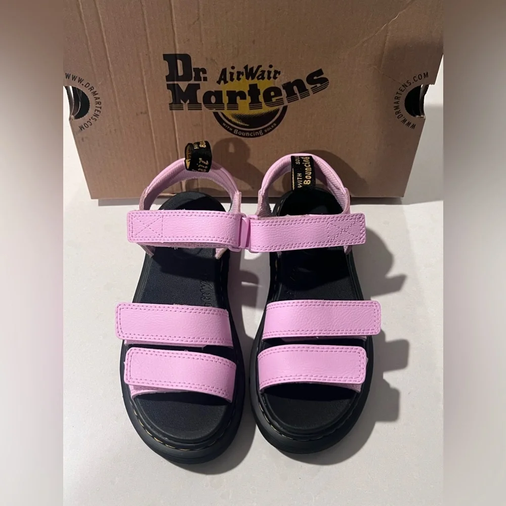 Dr Martens Air Wair Kids Klaire J Leather Sandals‎ Size 2 Pink JY004 NIB